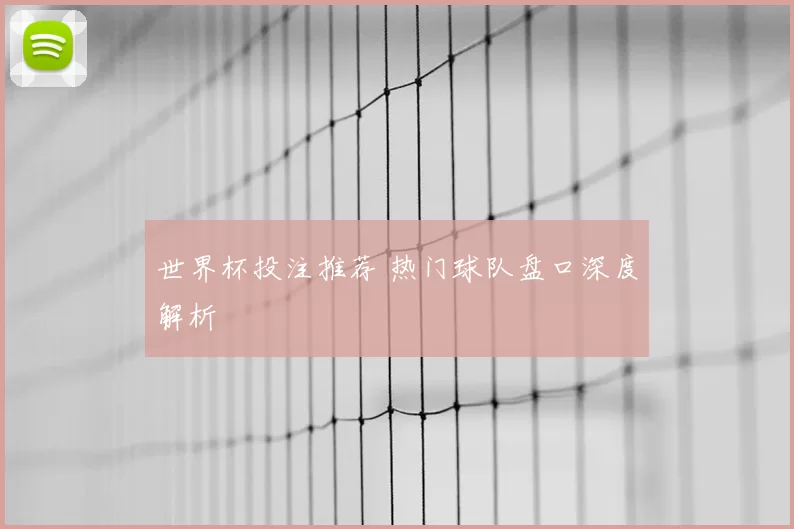 世界杯投注推荐 热门球队盘口深度解析